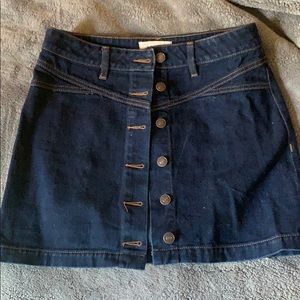 Denim button front mini skirt